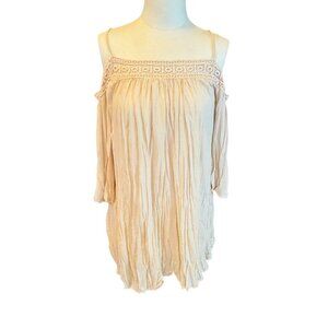 JELLA C. brand accordian pleated cream ivory dress Size Small EUC